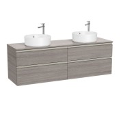 The gap meuble 4 tiroirs pour 2 vasques à poser (meuble+plan) 1600 mm city oak - ROCA A851962402 