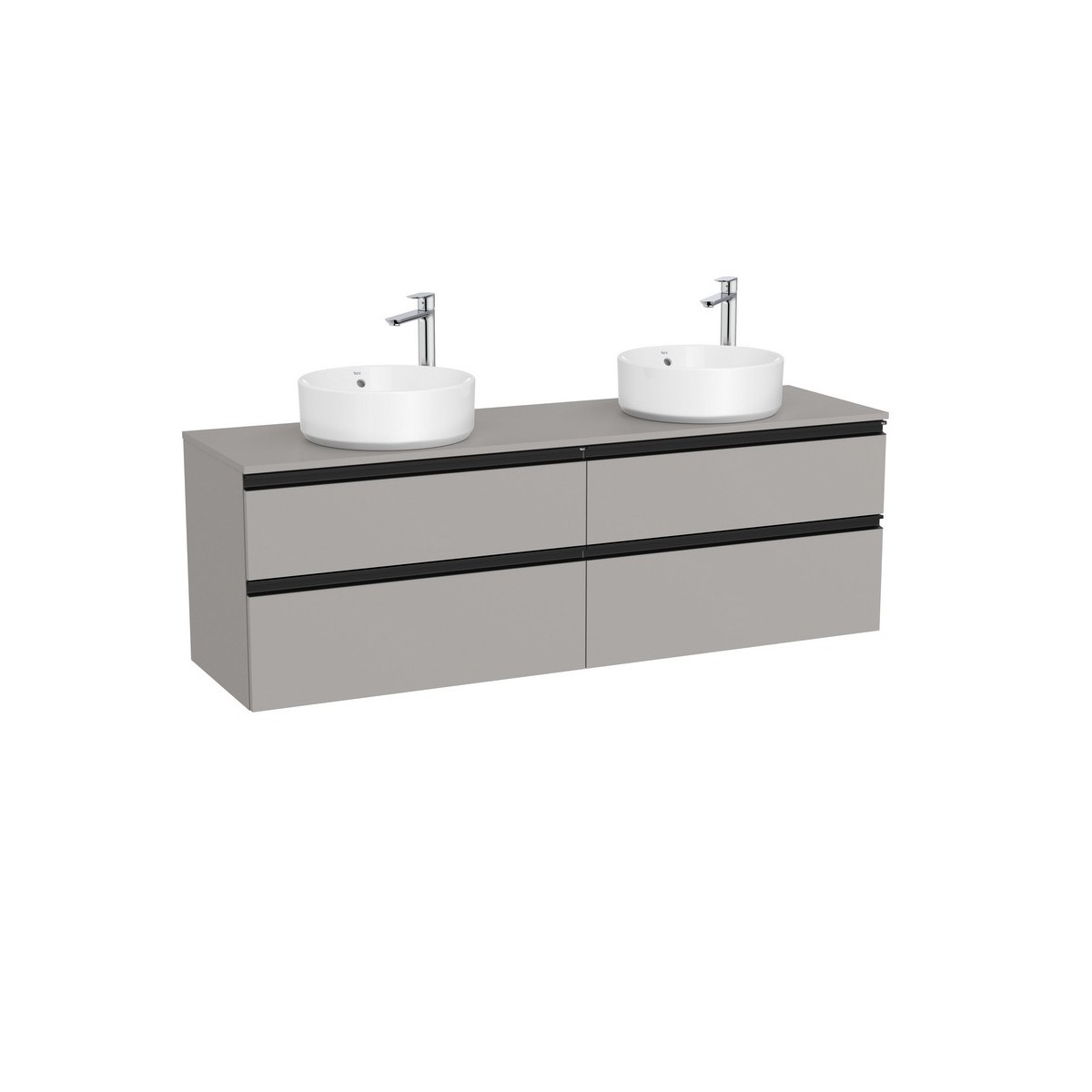 The gap meuble 4 tiroirs pour 2 vasq (meuble+plan) 1600 mm gris moyen mat - ROCA A851962547 