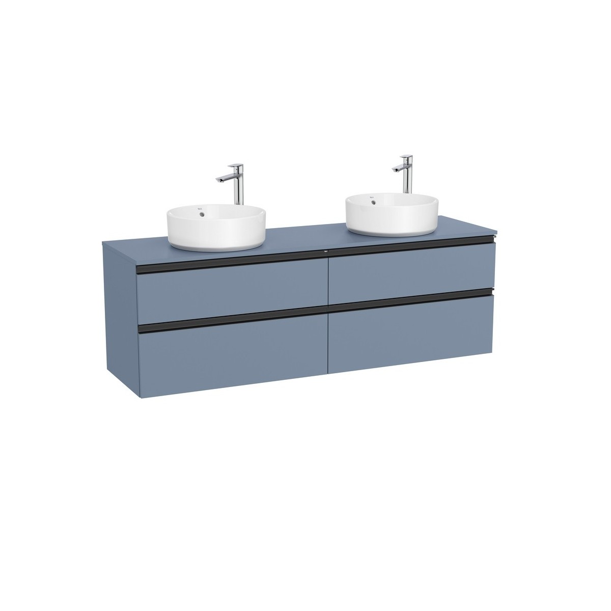 The gap meuble 4 tiroirs pour 2 vasques à poser (meuble+plan) 1600 mm bleu mat - ROCA A851962548 