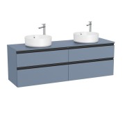 The gap meuble 4 tiroirs pour 2 vasques à poser (meuble+plan) 1600 mm bleu mat - ROCA A851962548 