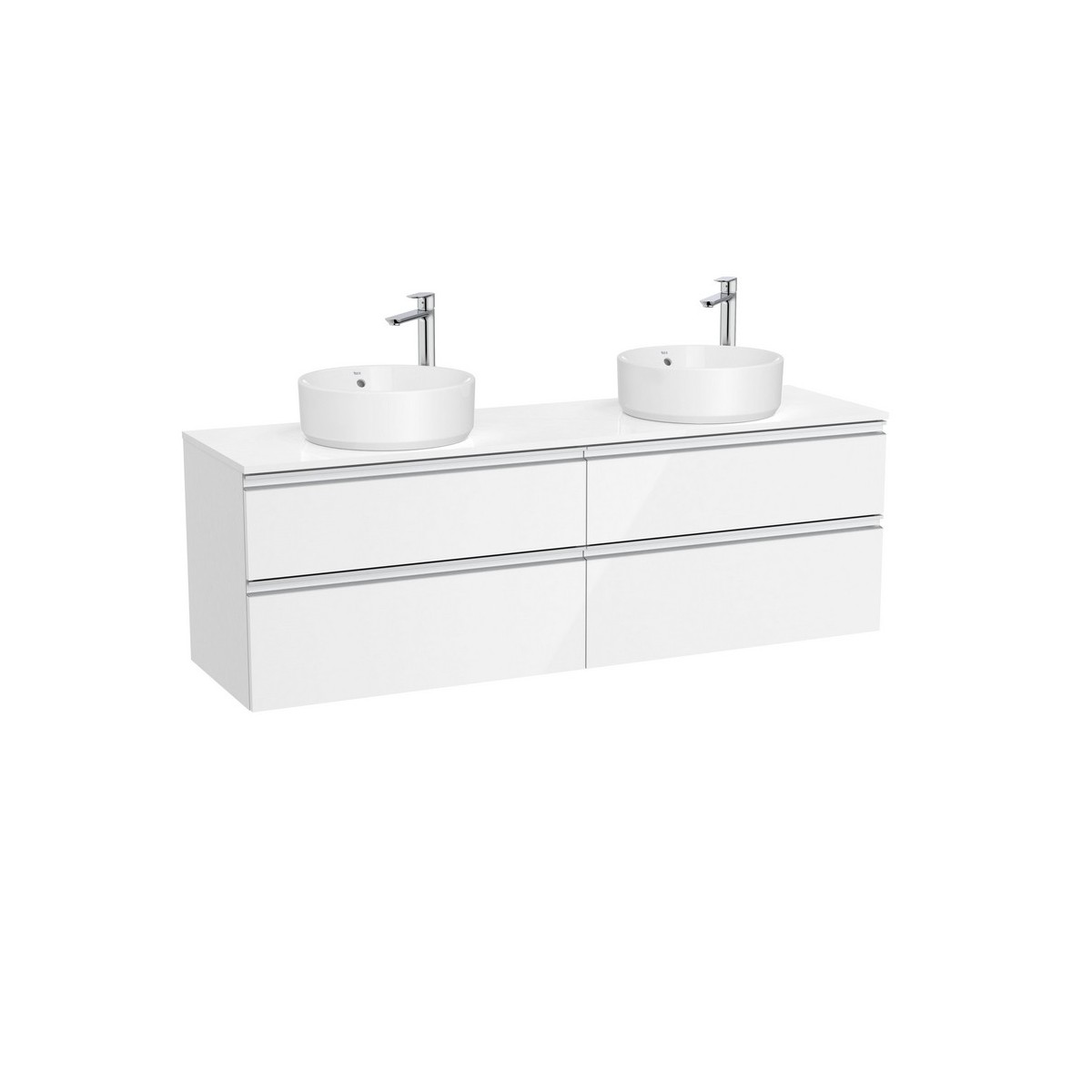 The gap meuble 4 tiroirs pour 2 vasq (meuble+plan) 1600 mm blanc brill - ROCA A851962806 