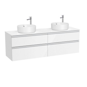 The gap meuble 4 tiroirs pour 2 vasq (meuble+plan) 1600 mm blanc brill - ROCA A851962806 