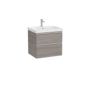 The gap unik 2 tiroirs lavabo mural 600 mm city oak/poignées nickel mat - ROCA A851963402 
