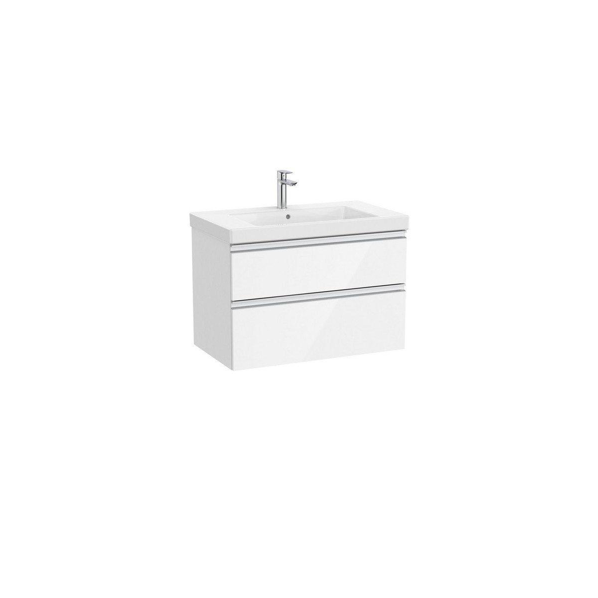 The gap unik 2t lavabo mural 800 mm blanc brillant/poignées alu brillantes - ROCA A851964806 