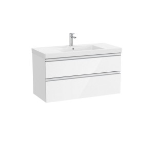 The gap unik 2t lavabo mural centré 1000 mm blanc brillant/poignées alu brill - ROCA A851965806 