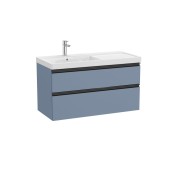 The gap unik 2 tiroirs lavabo asym gche 1000 mm bleu mat/ poignées noires - ROCA A851966548 