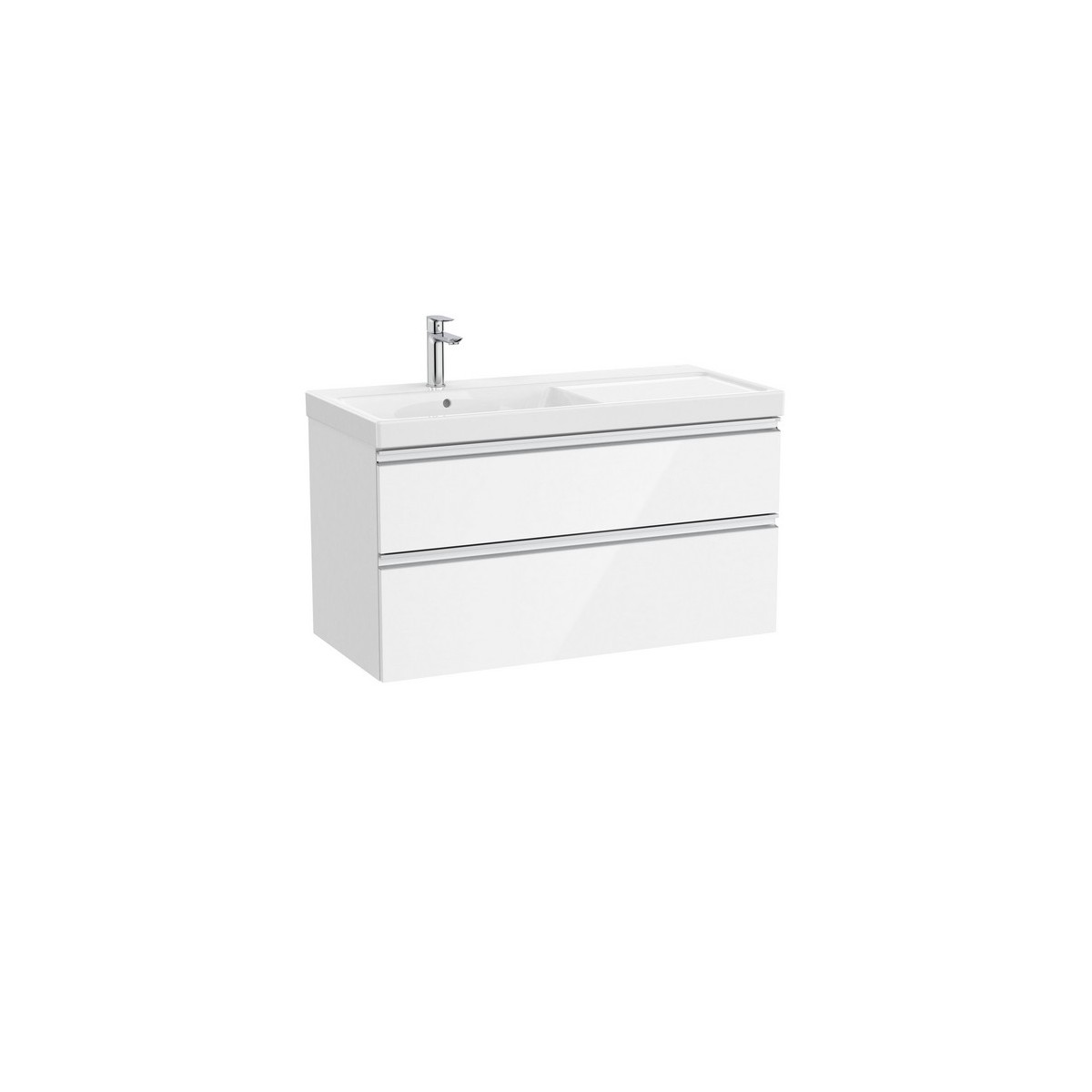 The gap unik 2t lavabo asym gche 1000 mm blanc brillant/poignées alu brillantes - ROCA A851966806 