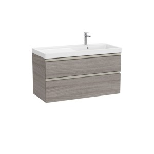 The gap unik 2 tiroirs lavabo asym dte 1000 mm city oak/poignées nickel mat - ROCA A851967402 