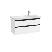 The gap unik 2 tiroirs lavabo asym dte 1000 mm blanc mat/poignées noires - ROCA A851967509 