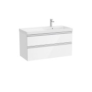 The gap unik 2 tiroirs lavabo asym dte 1000 mm blanc brill/poignées alu brill - ROCA A851967806 