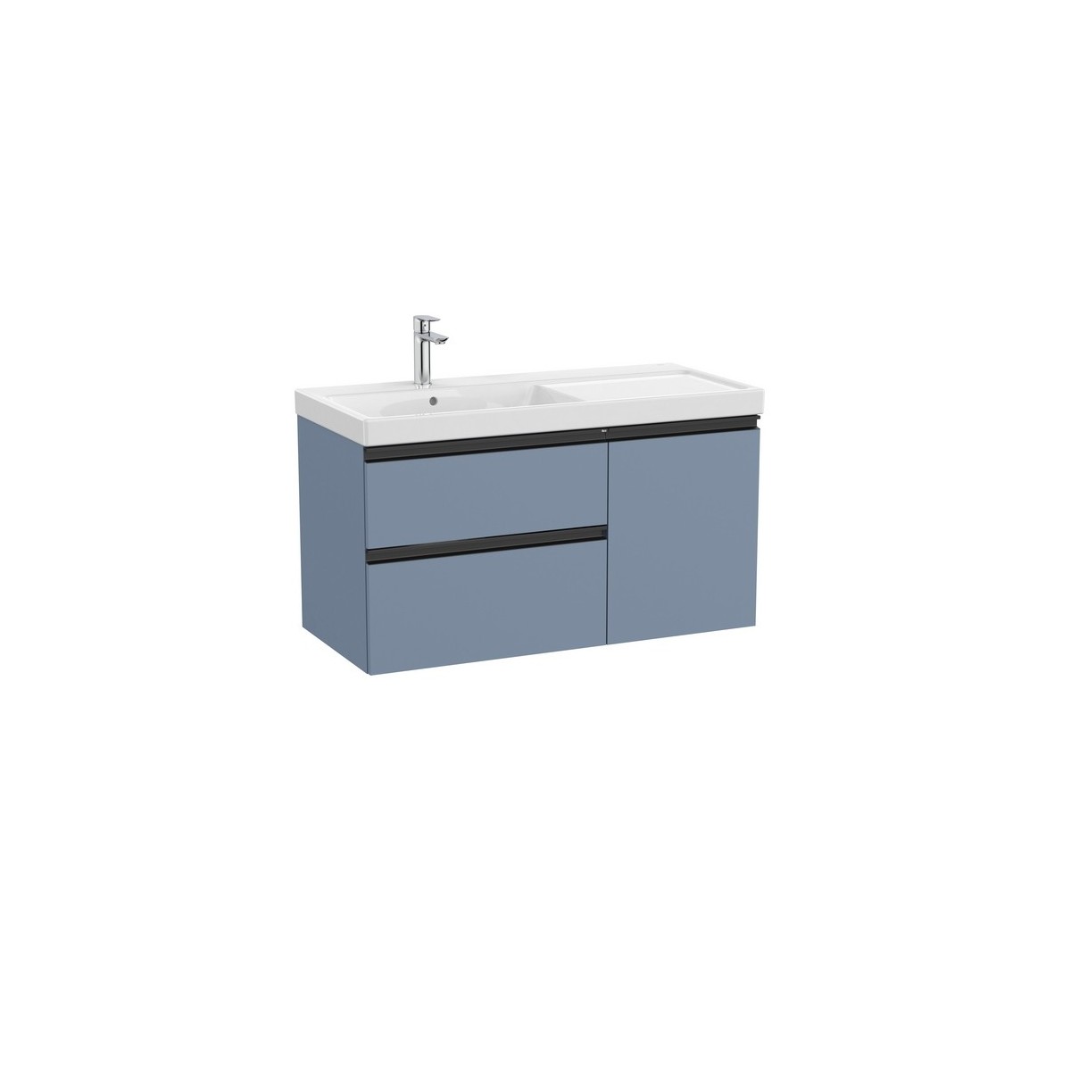 The gap unik 2t+1p lavabo mural asym gche 1000 mm bleu mat/ poignées noires - ROCA A851968548 