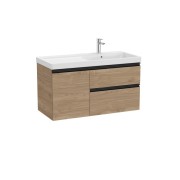 The gap unik 2t+1p lavabo mural asym dte 1000 mm noyer/poignées noires - ROCA A851969517 