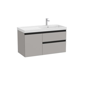 The gap unik 2t+1p lavabo mural asym dte 1000 mm gris moyen mat/poignées noires - ROCA A851969547 