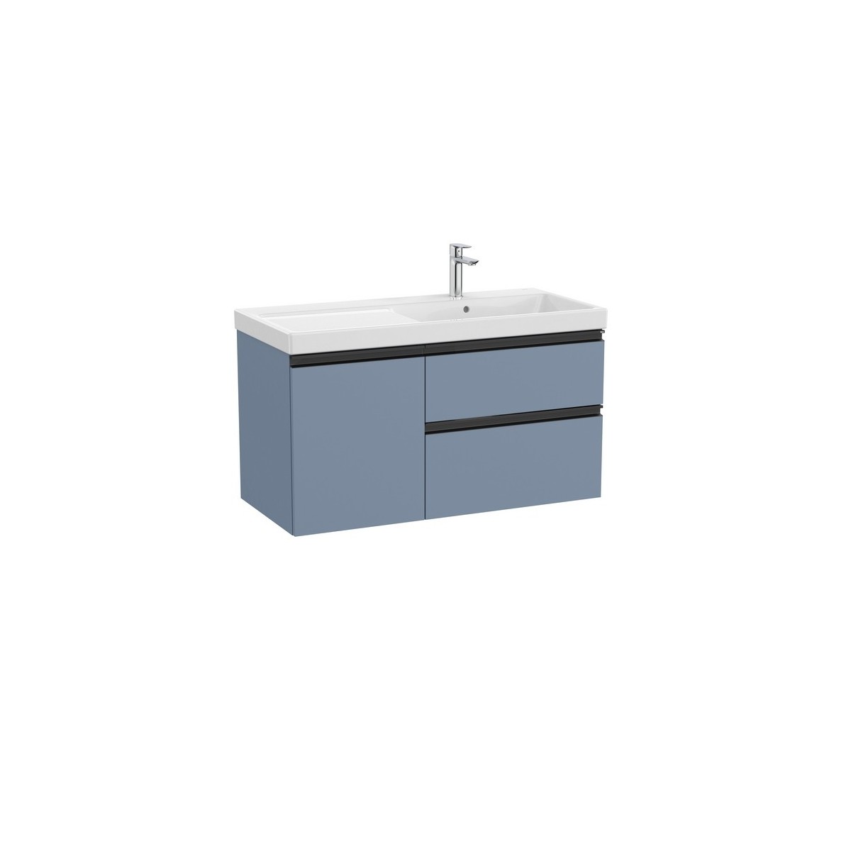 The gap unik 2t+1p lavabo mural asym dte 1000 mm bleu mat/ poignées noires - ROCA A851969548 