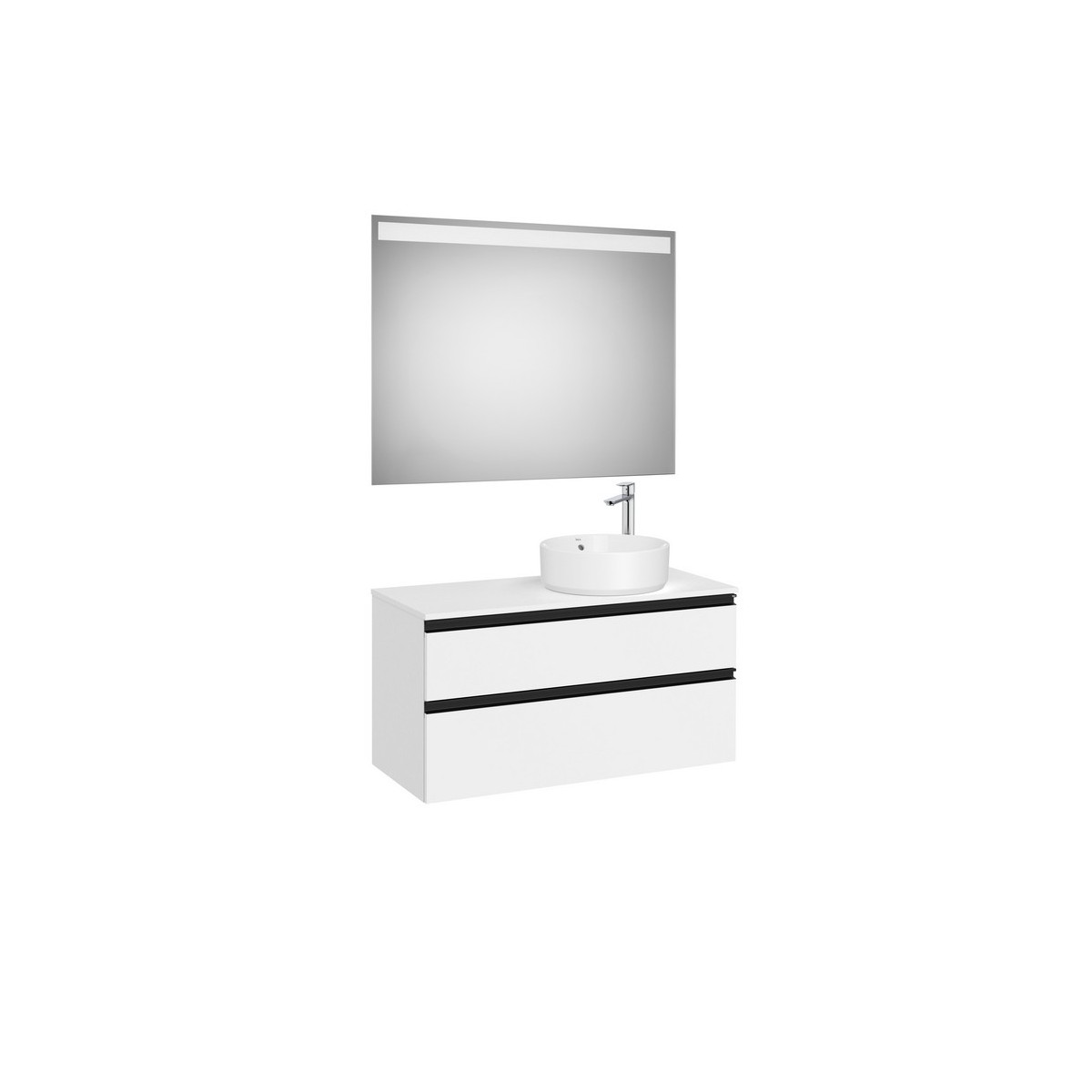 The gap pack 2t pour vasque à droite 1000mm blanc mat/poignées noires - ROCA A851972509 