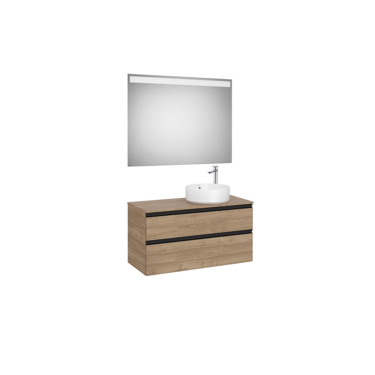 The gap pack 2t pour vasque à droite 1000mm noyer/poignées noires - ROCA A851972517 