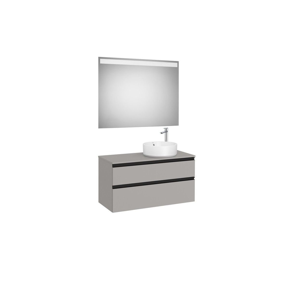 The gap pack 2t pour vasque à droite 1000mm gris moyen mat/poignées noires - ROCA A851972547 