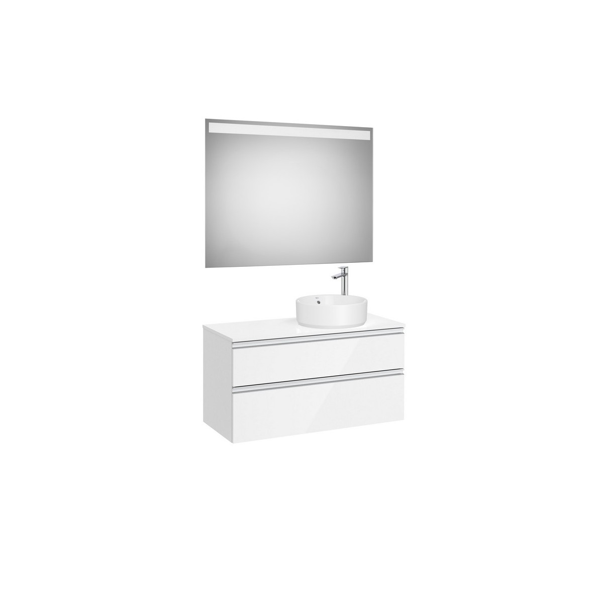 The gap pack 2t pour vasque à droite 1000 blanc brillant/poignées alu brillantes - ROCA A851972806 