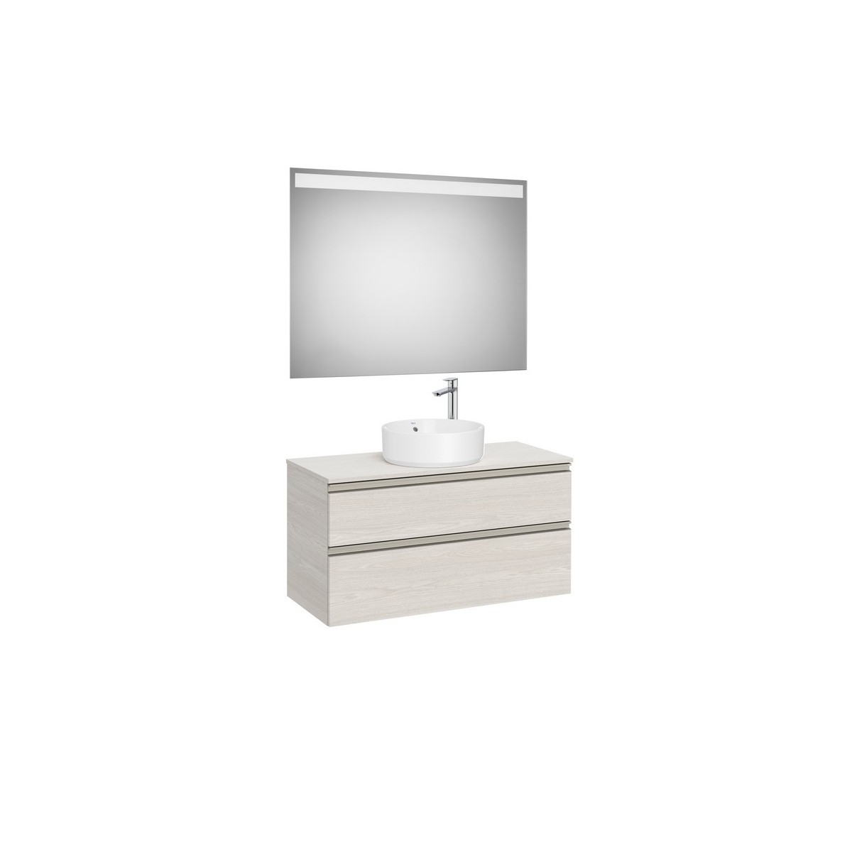 The gap pack 2t pour vasque centrée 1000mm frêne nordic/poignées nickel mat - ROCA A851973434 