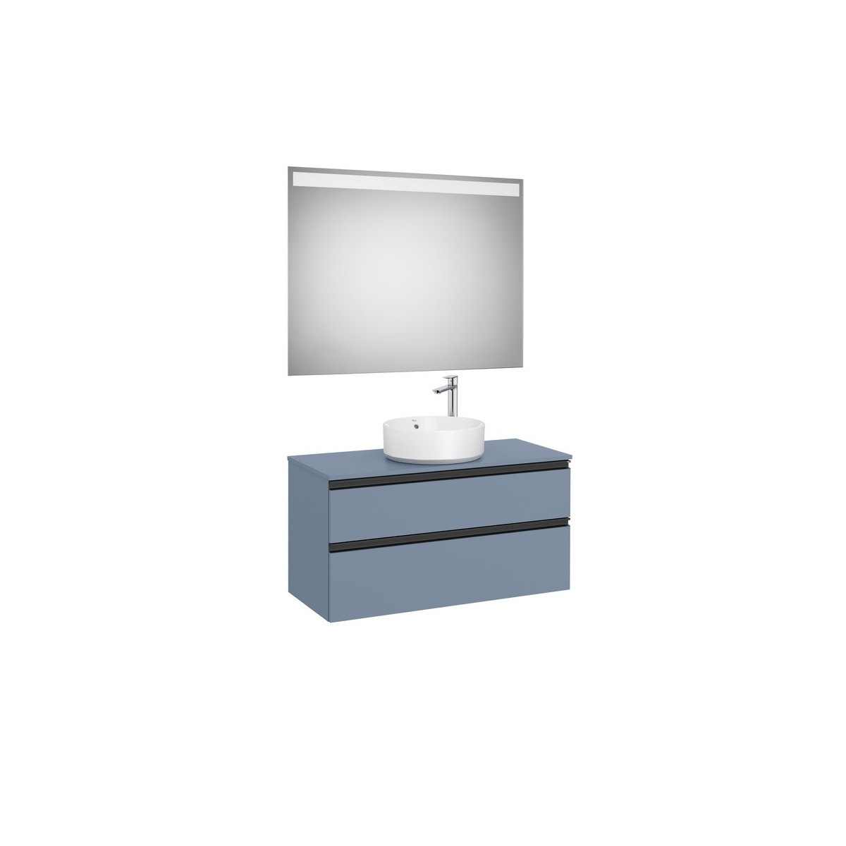 The gap pack 2t pour vasque centrée 1000mm bleu mat/ poignées noires - ROCA A851973548 