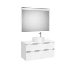 The gap pack 2t pour vasque centrée 1000 blanc brillant/poignées alu brillantes - ROCA A851973806 