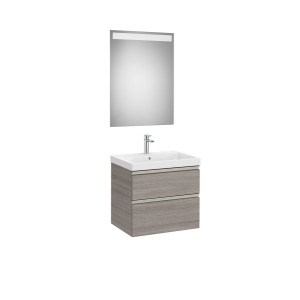 The gap pack 2t lavabo mural (unik+miroir) 600mm city oak/poignées nickel mat - ROCA A851974402 