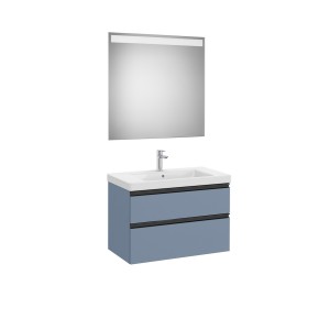 The gap pack 2t lavabo mural (unik+miroir) 800mm bleu mat/ poignées noires - ROCA A851975548 
