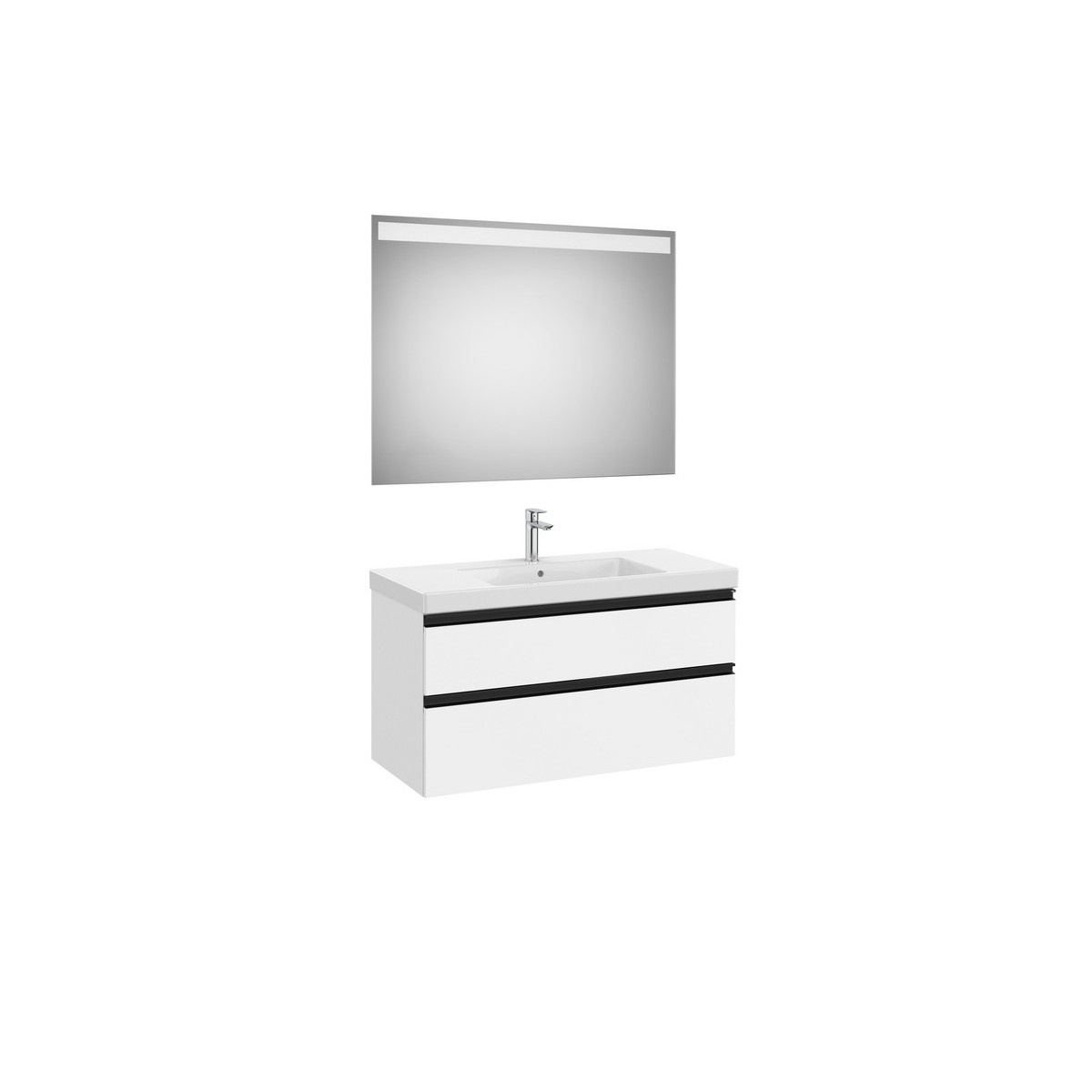 The gap pack 2t lavabo mural centré 1000mm blanc mat/poignées noires - ROCA A851976509 