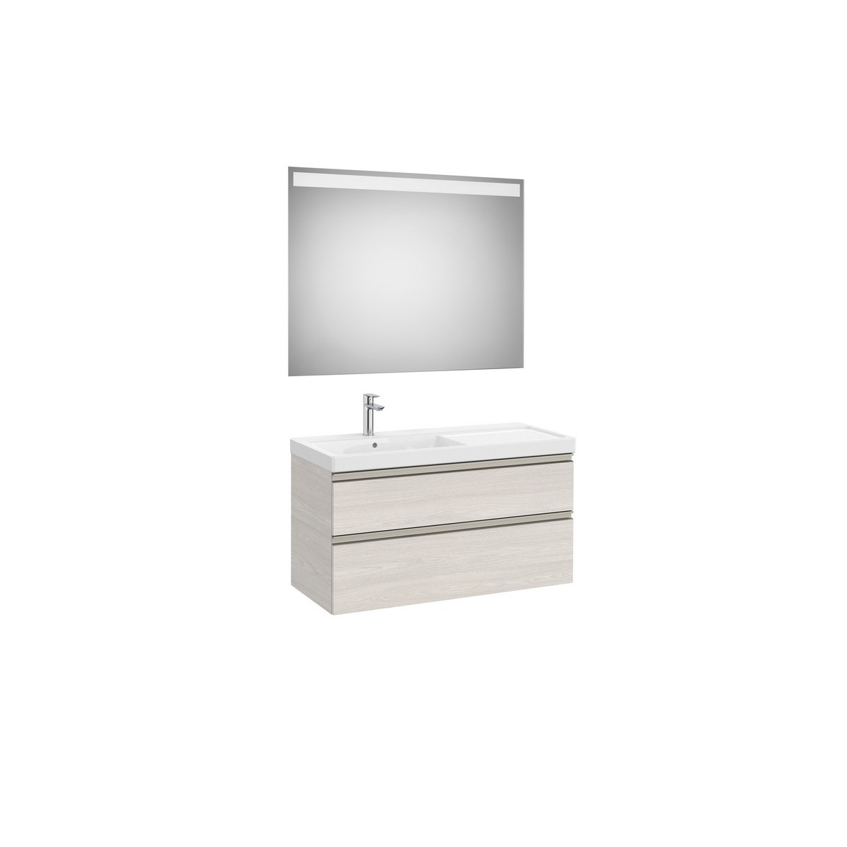 The gap pack 2t lavabo mural gauche 1000mm frêne nordic/poignées nickel mat - ROCA A851977434 