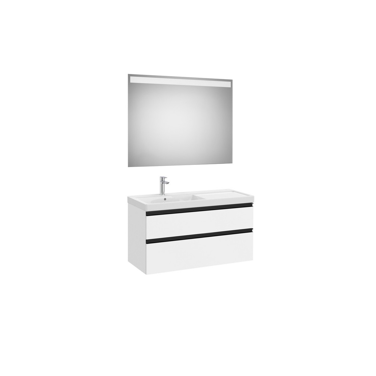 The gap pack 2t lavabo mural gauche 1000mm blanc mat/poignées noires - ROCA A851977509 