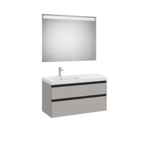 The gap pack 2t lavabo mural gauche 1000mm gris moyen mat/poignées noires - ROCA A851977547 