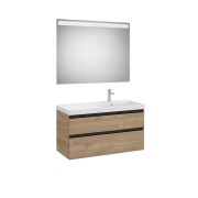 The gap pack 2t lavabo mural droite (unik+miroir) 1000mm noyer/poignées noires - ROCA A851978517 