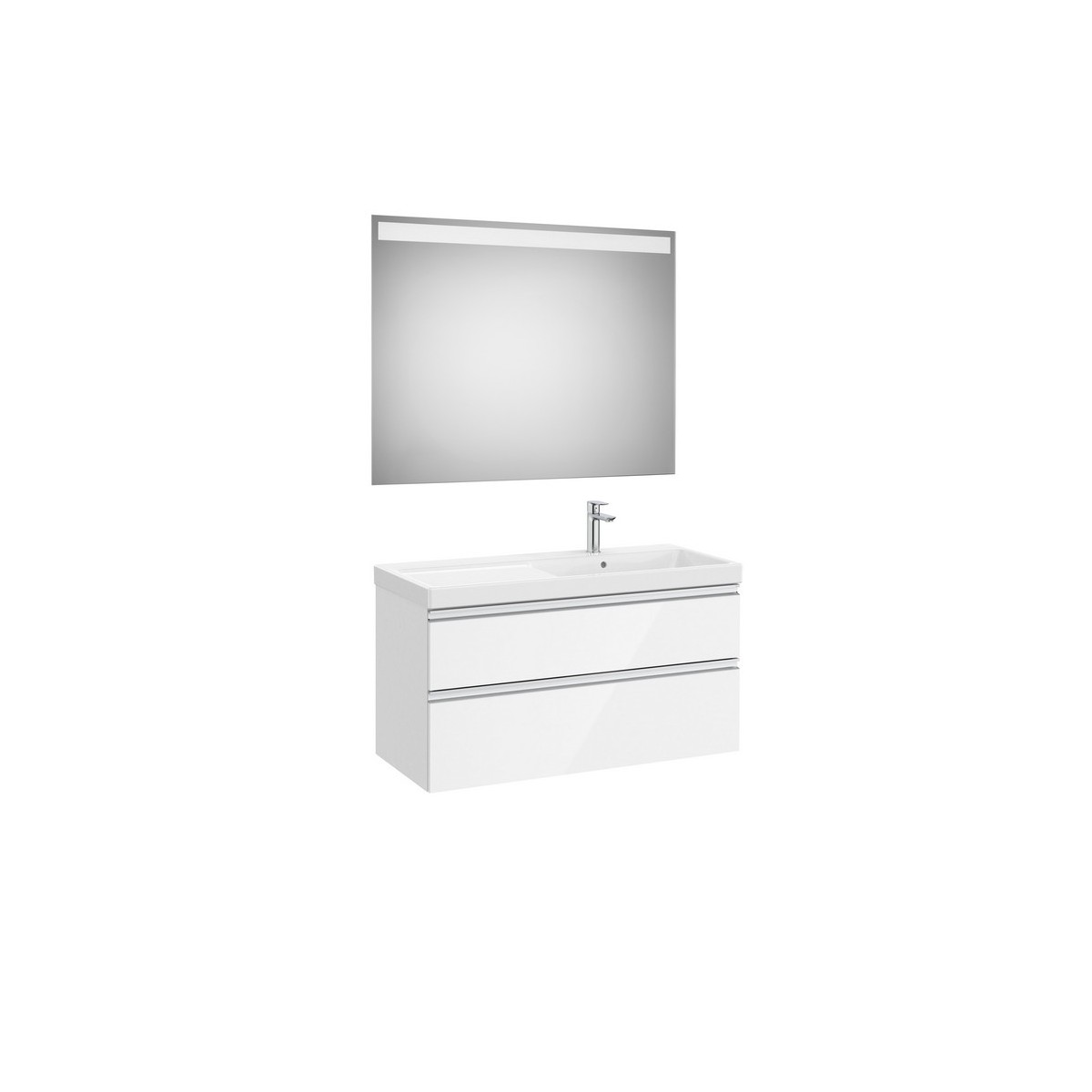 The gap pack 2t lavabo mural droite 1000 blanc brillant/poignées alu brillantes - ROCA A851978806 