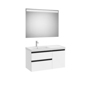 The gap pack 2t + 1p lavabo mural gauche 1000mm blanc mat/poignées noires - ROCA A851979509 