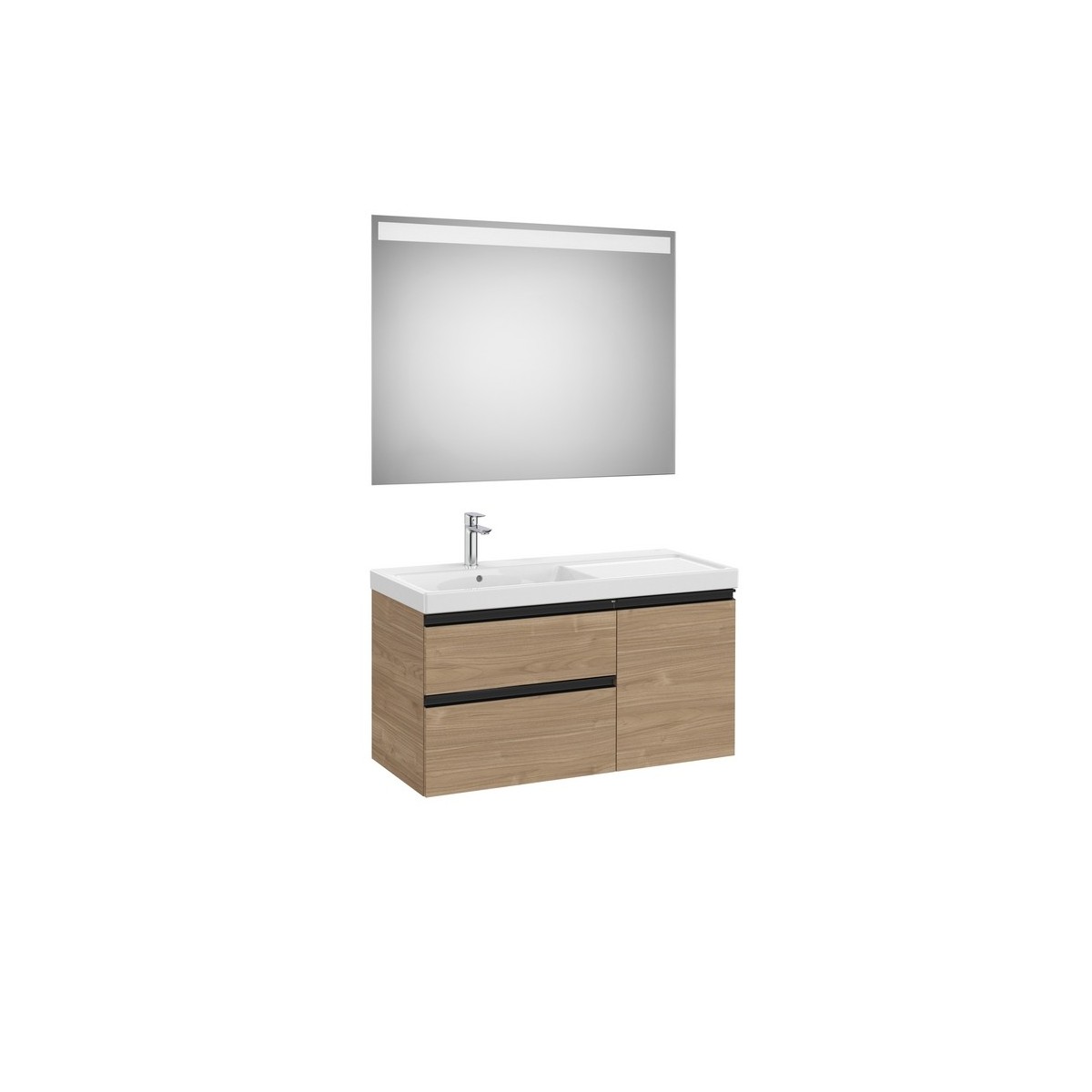 The gap pack 2t + 1p lavabo mural gauche 1000mm noyer/poignées noires - ROCA A851979517 