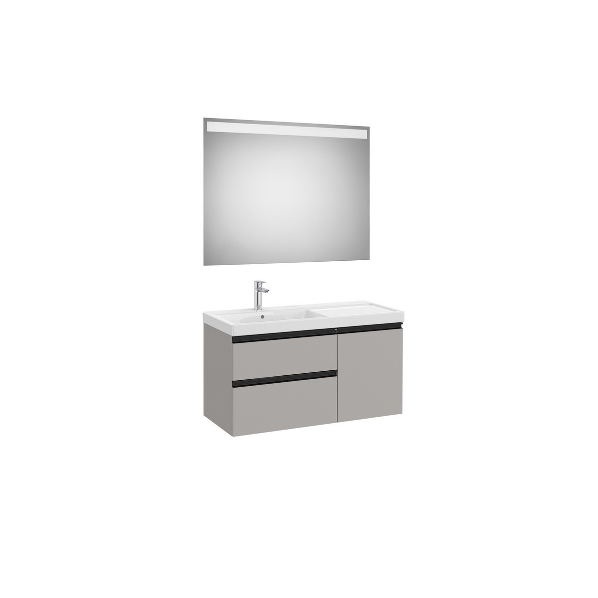 The gap pack 2t + 1p lavabo mural gauche 1000mm gris moyen mat/poignées noires - ROCA A851979547 