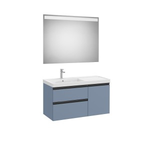 The gap pack 2t + 1p lavabo mural gauche 1000mm bleu mat/ poignées noires - ROCA A851979548 