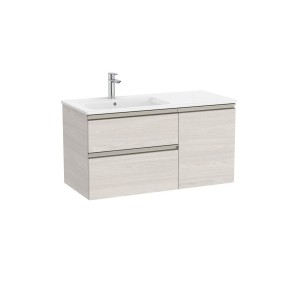 The gap unik 2t+1p lavabo asym gauche slim 1000 frêne nordic/poignées nickel mat - ROCA A851996434 