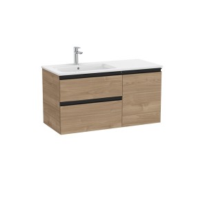 The gap unik 2t + 1p lavabo asymétrique gauche slim 1000 noyer/poignées noires - ROCA A851996517 