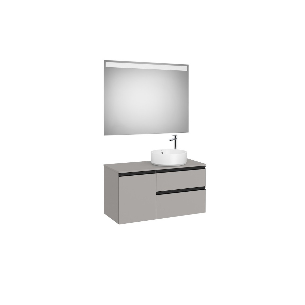 The gap pack 2t + 1p pour vasque à droite 1000mm gris moyen mat/poignées noires - ROCA A852001547 