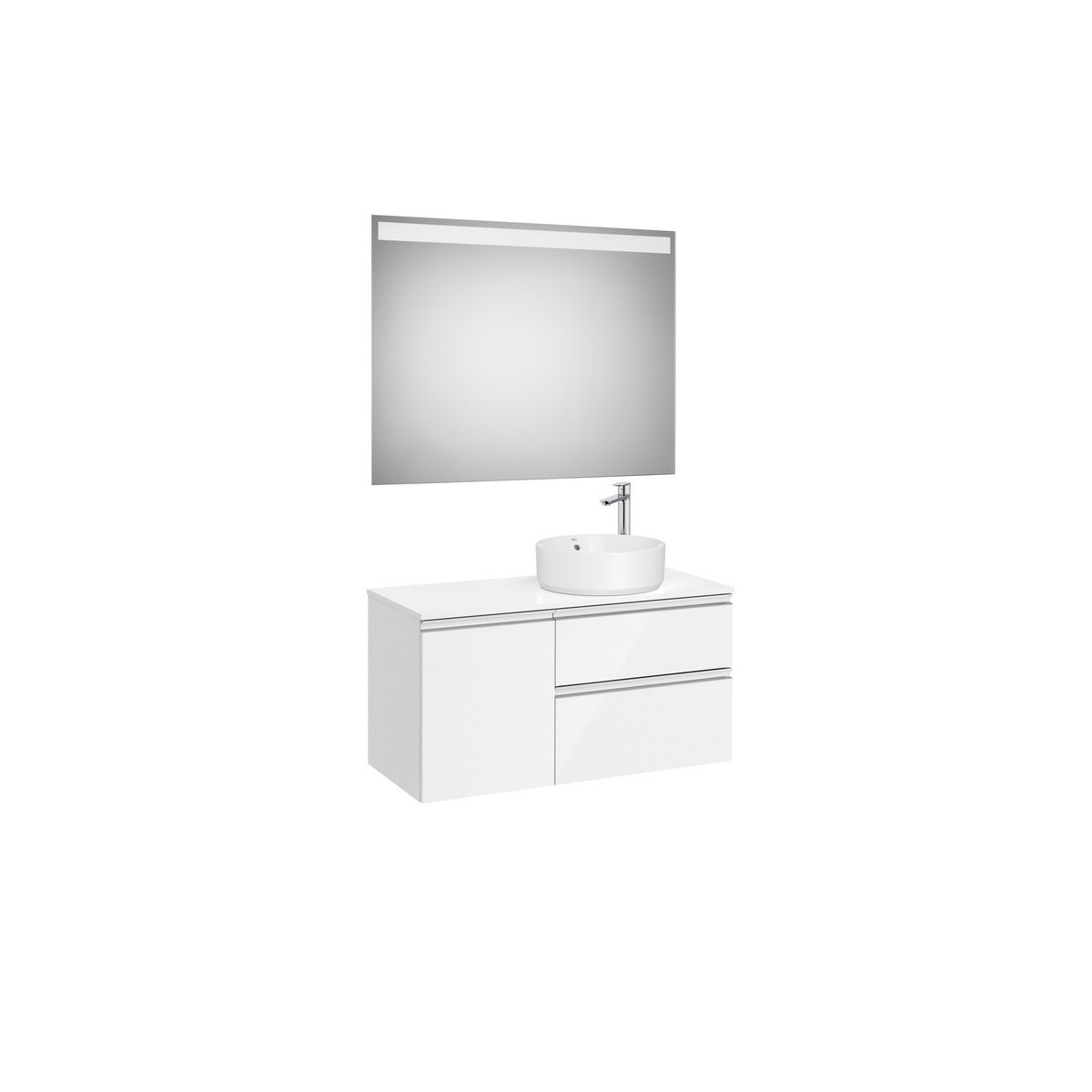 The gap pack 2t+1p pour vasque à droite 1000 blanc brill/poignées alu brillantes - ROCA A852001806 