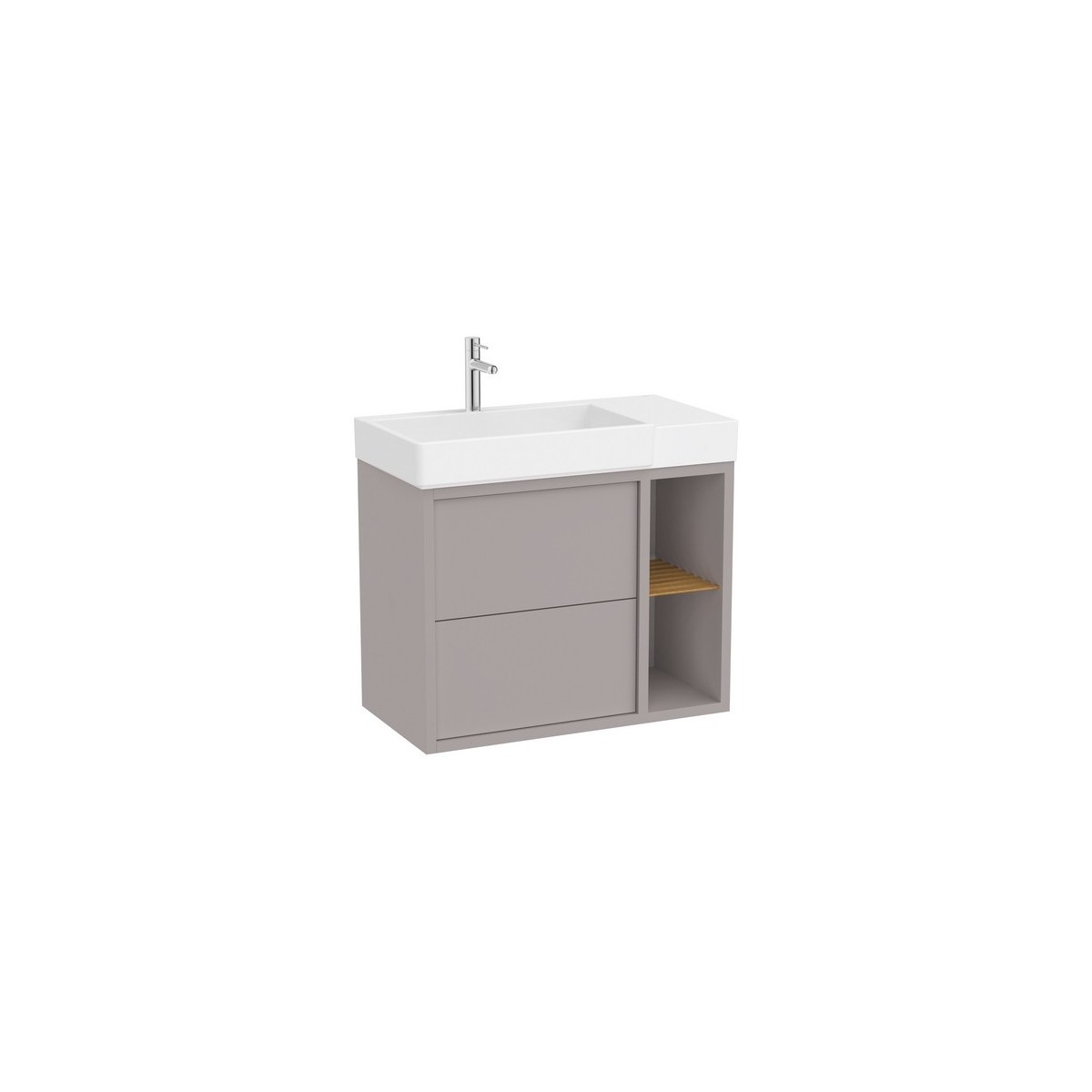 Tura unik 2t 2 niches lat lavabo asymétrique g 800 gris clair mat - ROCA A852028559 