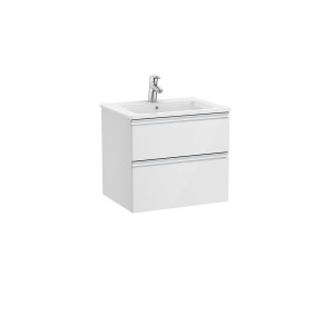 The gap unik meuble 2 tiroirs + lavabo slim 2 trou 600mm blanc brillant - ROCA A851476806 