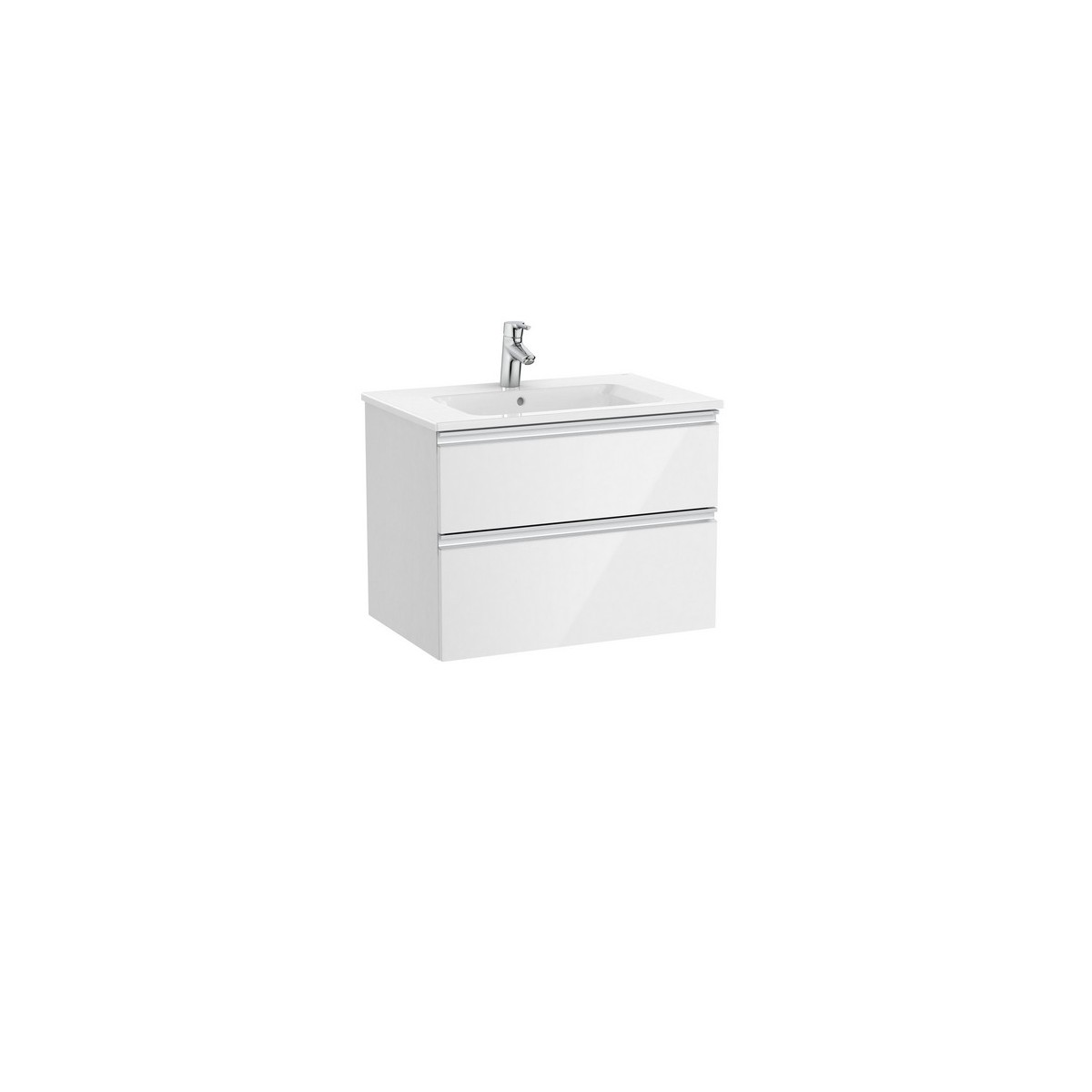 The gap unik meuble 2 tiroirs + lavabo slim 2 trou 700mm blanc brillant - ROCA A851477806 