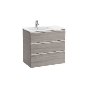 The gap unik meuble 3 tiroirs + lavabo slim gauche 800mm city oak - ROCA A851487402 