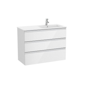 The gap unik meuble 3 tiroirs + lavabo slim drotie 1000mm blanc brillant - ROCA A851492806 