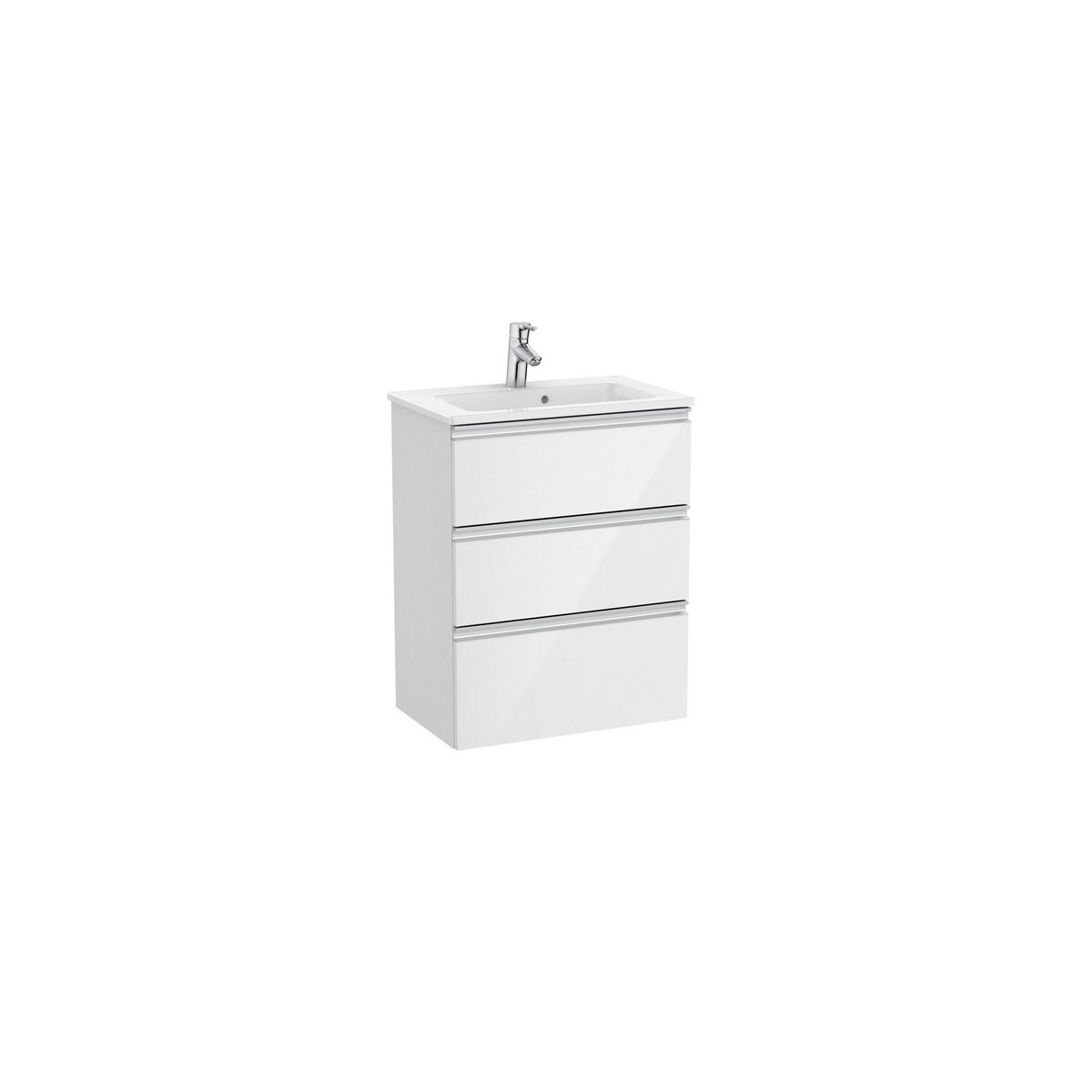 The gap unik meuble 3 tiroirs compact + lavabo slim 600mm blanc brillant - ROCA A851498806 