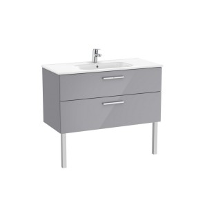 Victoria unik meuble 2 tiroirs + lavabo 1000mm gris galet brillant - ROCA A851595516 