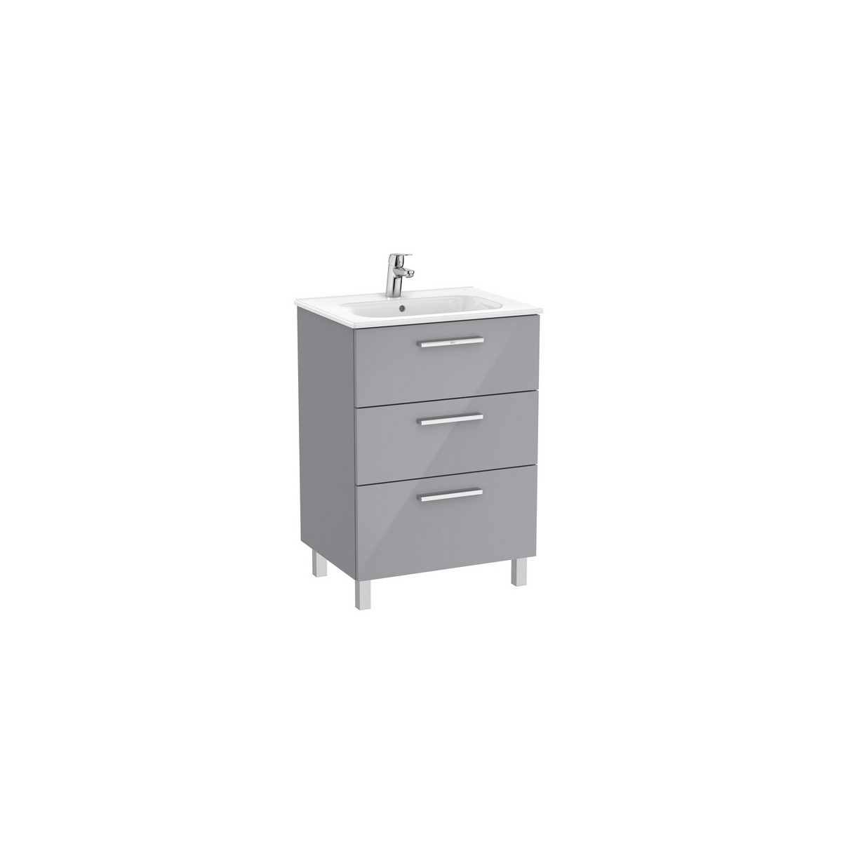 Victoria unik meuble 3 tiroirs + lavabo 600mm gris galet brillant - ROCA A851596516 