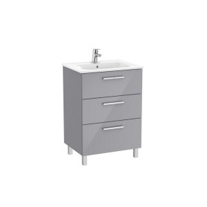 Victoria unik meuble 3 tiroirs + lavabo 600mm gris galet brillant - ROCA A851596516 